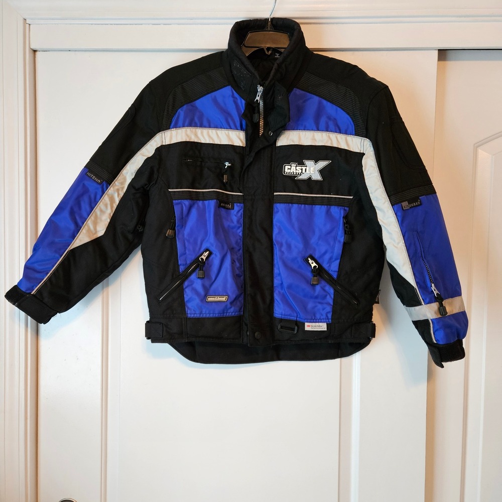 Castle X Racewear Snowmobile Method Jacket Mens XS Blue Black Reflective Hitena